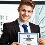 **Prompt 1:** "A young professional receiving a CISSP certificate, symbolizing career growth in information security. Modern office setting, celebratory atmosphere, confident expression. Focus on professional development and achievement."
