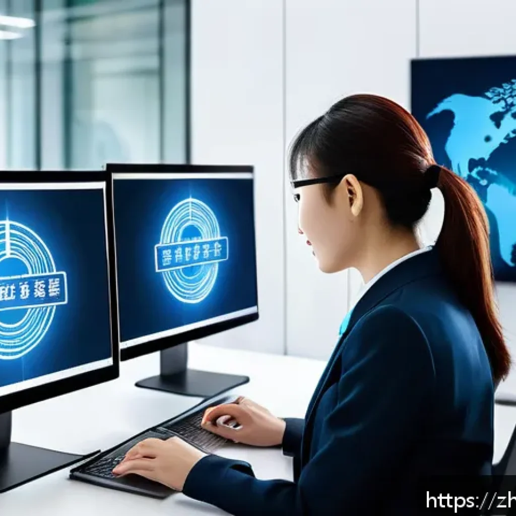 정보보안 실무와 관련된 암호화 표준 적용 사례 - A modern corporate office scene illustrating secure internal file transfer using AES-256 encryption,...