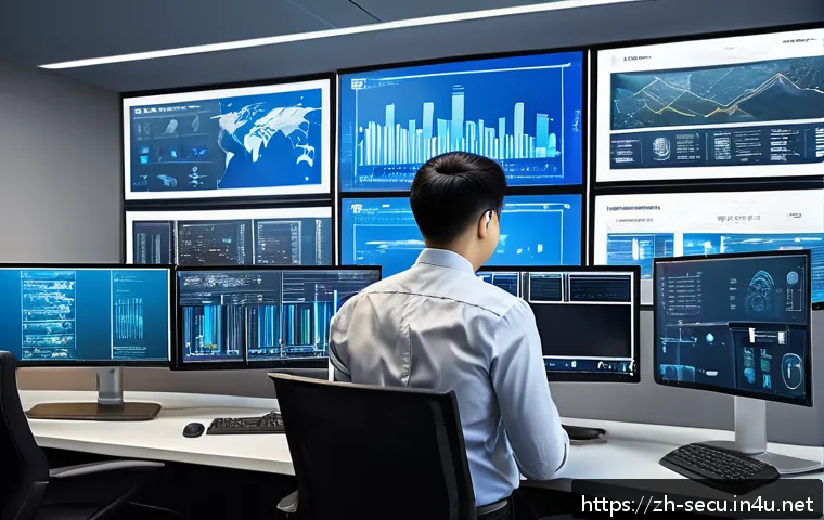 정보보안기사 취득 후 대기업 취업 성공 후기 - A modern office environment with a confident information security engineer, dressed professionally i...